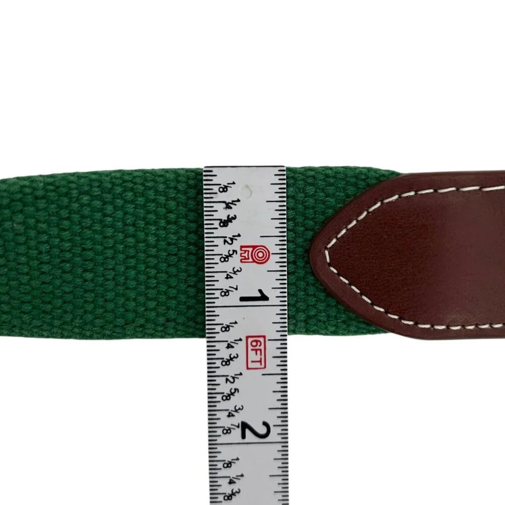 J.T. Spencer Leather Canvas Embroidered Green Belt Size 38